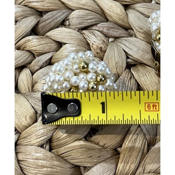 Vintage Clip On Earrings Gold Tone Statement Cluster Large Victorian Revival - Picture 8 of 9